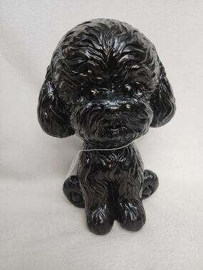 Black Ceramic Puppy Figurine - Decorative Dog Statue for Pet Lovers